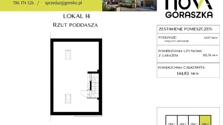 Rzut - Mieszkanie na sprzedaż 5 pokoi o powierzchni 144,83 m² - numer I4 w Nova Góraszka