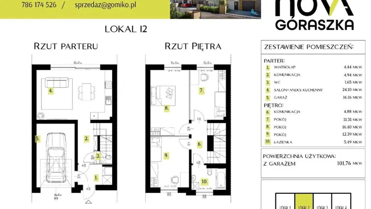 Rzut - Mieszkanie na sprzedaż 5 pokoi o powierzchni 147,9 m² - numer I2 w Nova Góraszka