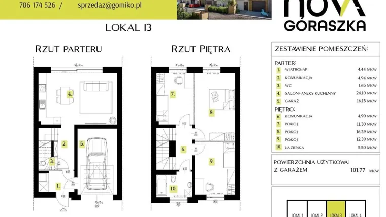 Rzut - Mieszkanie na sprzedaż 5 pokoi o powierzchni 144,83 m² - numer I3 w Nova Góraszka