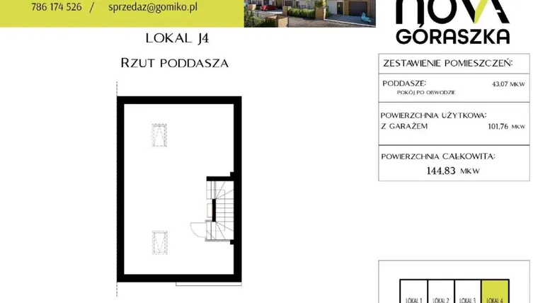 Rzut - Mieszkanie na sprzedaż 5 pokoi o powierzchni 144,83 m² - numer J4 w Nova Góraszka