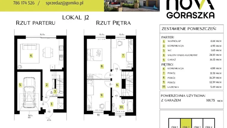 Rzut - Mieszkanie na sprzedaż 5 pokoi o powierzchni 147,9 m² - numer J2 w Nova Góraszka