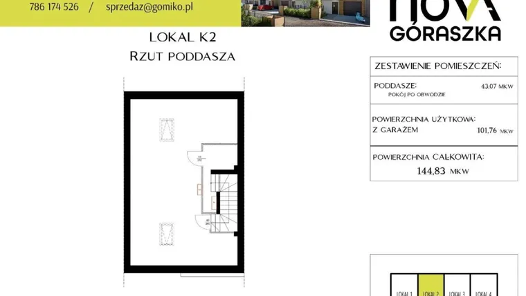 Rzut - Mieszkanie na sprzedaż 5 pokoi o powierzchni 147,9 m² - numer K2 w Nova Góraszka
