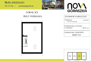 Rzut - Mieszkanie na sprzedaż 5 pokoi o powierzchni 147,9 m² - numer K3 w Nova Góraszka