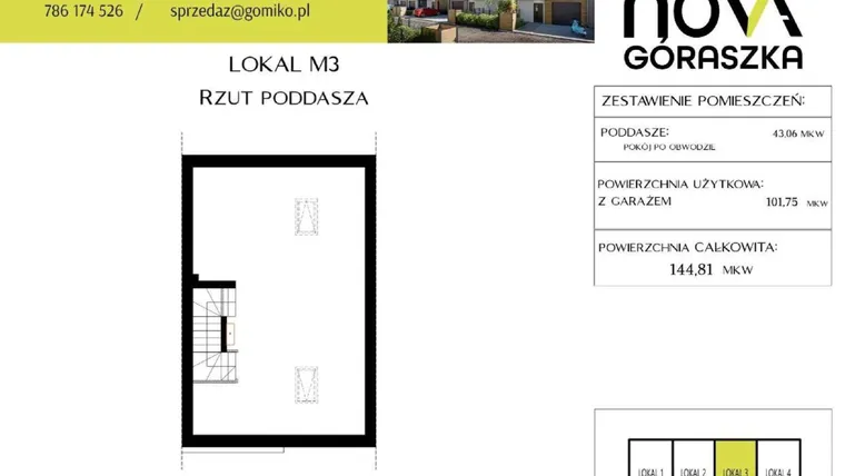 Rzut - Mieszkanie na sprzedaż 5 pokoi o powierzchni 147,9 m² - numer M3 w Nova Góraszka