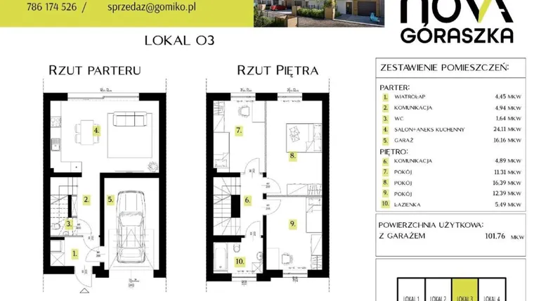 Rzut - Mieszkanie na sprzedaż 5 pokoi o powierzchni 147,9 m² - numer O3 w Nova Góraszka