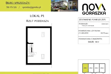 Rzut - Mieszkanie na sprzedaż 5 pokoi o powierzchni 147,95 m² - numer P1 w Nova Góraszka