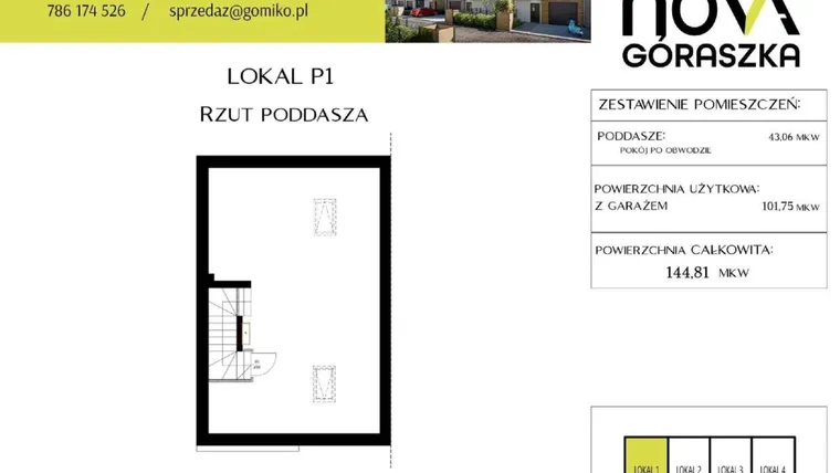 Rzut - Mieszkanie na sprzedaż 5 pokoi o powierzchni 147,95 m² - numer P1 w Nova Góraszka