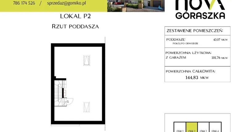 Rzut - Mieszkanie na sprzedaż 5 pokoi o powierzchni 144,83 m² - numer P2 w Nova Góraszka
