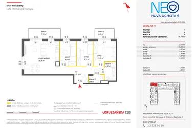 Rzut - Mieszkanie na sprzedaż 4 pokoje o powierzchni 76,54 m² - numer 17 w Neo Nova Ochota 6