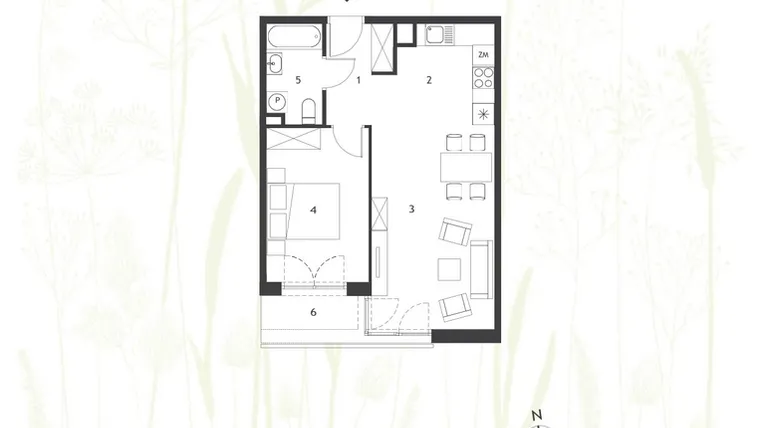 Rzut - Mieszkanie na sprzedaż 2 pokoje o powierzchni 47,62 m² - numer M7 w Nova Tymotkowa