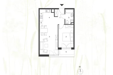Rzut - Mieszkanie na sprzedaż 2 pokoje o powierzchni 47,66 m² - numer M8 w Nova Tymotkowa