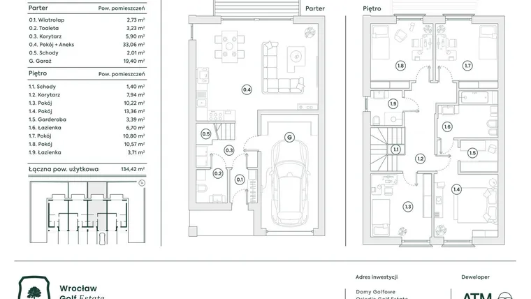 Rzut - Dom na sprzedaż 5 pokoi o powierzchni 134,15 m² - numer 35A w Domy Golfowe II