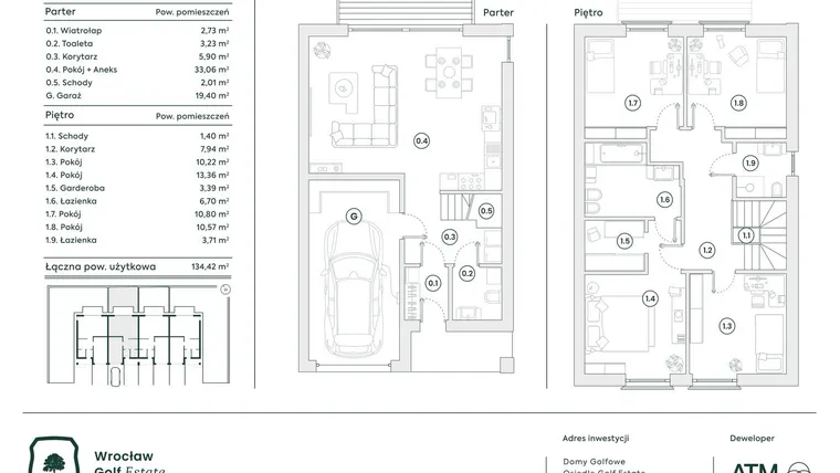 Rzut - Dom na sprzedaż 5 pokoi o powierzchni 134,15 m² - numer 33B w Domy Golfowe II