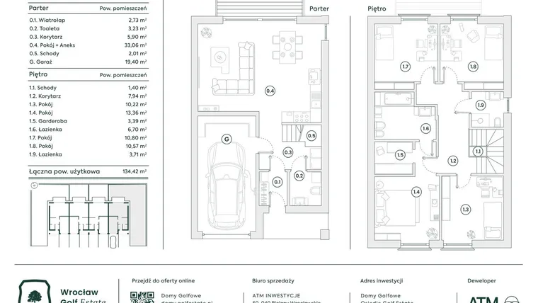 Rzut - Dom na sprzedaż 5 pokoi o powierzchni 134,07 m² - numer 35B w Domy Golfowe II