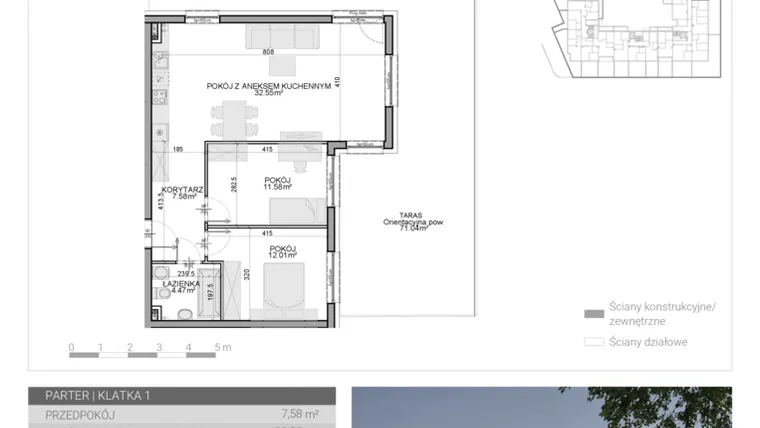 Rzut - Mieszkanie na sprzedaż 3 pokoje o powierzchni 68,1 m² - numer M-2 w Osiedle Radosne II