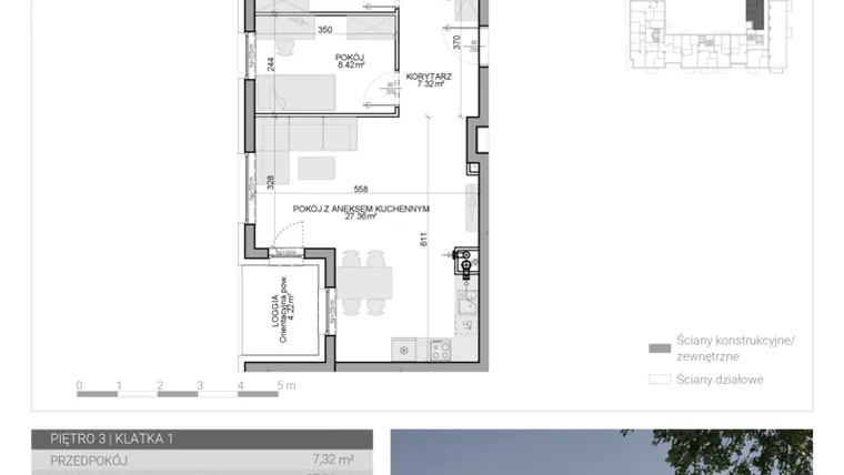 Rzut - Mieszkanie na sprzedaż 3 pokoje o powierzchni 57,71 m² - numer M-22 w Osiedle Radosne II