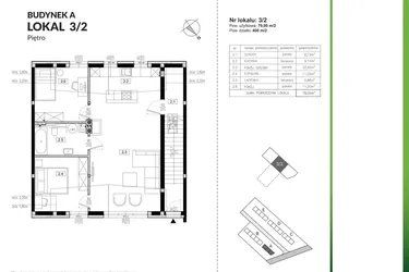 Rzut - Mieszkanie na sprzedaż 3 pokoje o powierzchni 79 m² - numer 3/2 w Szczęśliwa Polana