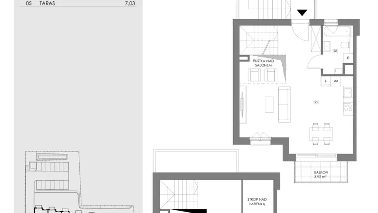 Rzut - Mieszkanie na sprzedaż 2 pokoje o powierzchni 74,2 m² - numer 14F.2 w Przystań Sobieszewo ATAL