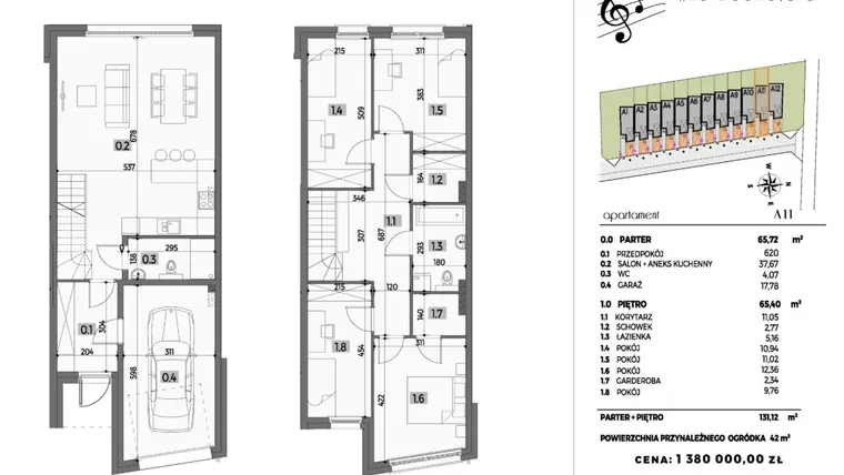 Rzut - Dom na sprzedaż 5 pokoi o powierzchni 131,12 m² - numer A11 w Wille Beethovena