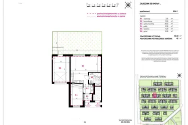 Rzut - Mieszkanie na sprzedaż 3 pokoje o powierzchni 62,4 m² - numer A14-1 w Aleja Kwitnącej Wiśni