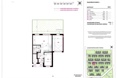Rzut - Mieszkanie na sprzedaż 3 pokoje o powierzchni 62,4 m² - numer A20-1 w Aleja Kwitnącej Wiśni