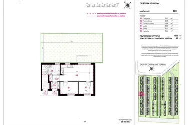 Rzut - Mieszkanie na sprzedaż 3 pokoje o powierzchni 46,52 m² - numer B21-1 w Aleja Kwitnącej Wiśni