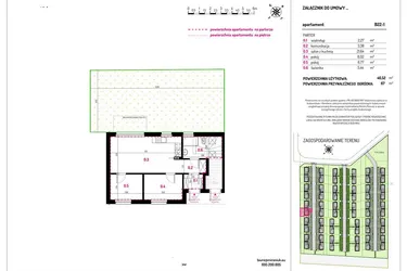 Rzut - Mieszkanie na sprzedaż 3 pokoje o powierzchni 46,52 m² - numer B22-1 w Aleja Kwitnącej Wiśni