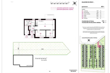 Rzut - Mieszkanie na sprzedaż 3 pokoje o powierzchni 46,52 m² - numer B57-1 w Aleja Kwitnącej Wiśni