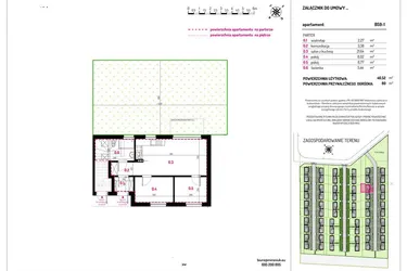 Rzut - Mieszkanie na sprzedaż 3 pokoje o powierzchni 46,52 m² - numer B59-1 w Aleja Kwitnącej Wiśni
