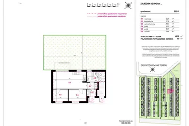 Rzut - Mieszkanie na sprzedaż 3 pokoje o powierzchni 46,52 m² - numer B60-1 w Aleja Kwitnącej Wiśni