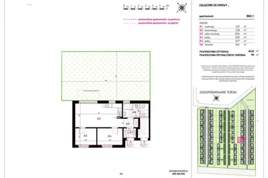Rzut - Mieszkanie na sprzedaż 3 pokoje o powierzchni 46,52 m² - numer B62-1 w Aleja Kwitnącej Wiśni