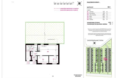 Rzut - Mieszkanie na sprzedaż 3 pokoje o powierzchni 46,52 m² - numer B61-1 w Aleja Kwitnącej Wiśni