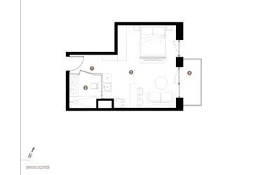 Rzut - Mieszkanie na sprzedaż 1 pokój o powierzchni 31,29 m² - numer A2.3.08 w Apartamenty Grundmanna