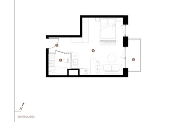 Rzut - Mieszkanie na sprzedaż 1 pokój o powierzchni 31,6 m² - numer A2.3.11 w Apartamenty Grundmanna