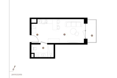 Rzut - Mieszkanie na sprzedaż 1 pokój o powierzchni 27,12 m² - numer A2.4.10 w Apartamenty Grundmanna
