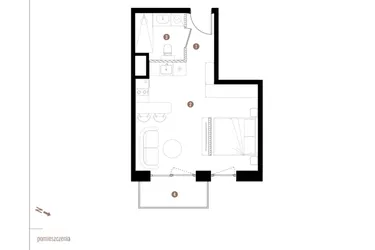 Rzut - Mieszkanie na sprzedaż 1 pokój o powierzchni 31,29 m² - numer A2.6.07 w Apartamenty Grundmanna
