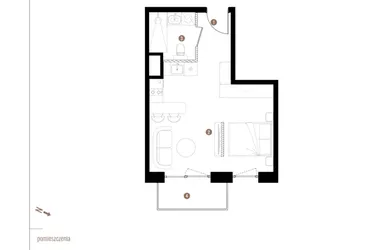 Rzut - Mieszkanie na sprzedaż 1 pokój o powierzchni 31,6 m² - numer A2.6.10 w Apartamenty Grundmanna