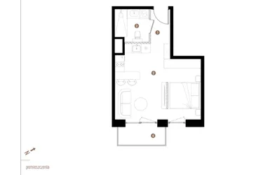 Rzut - Mieszkanie na sprzedaż 1 pokój o powierzchni 31,29 m² - numer A2.7.07 w Apartamenty Grundmanna