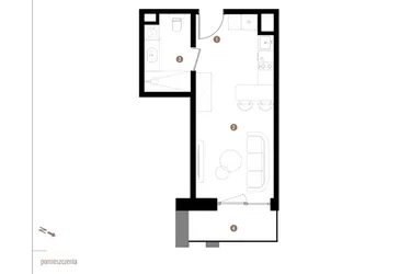 Rzut - Mieszkanie na sprzedaż 1 pokój o powierzchni 25,72 m² - numer A2.7.06 w Apartamenty Grundmanna