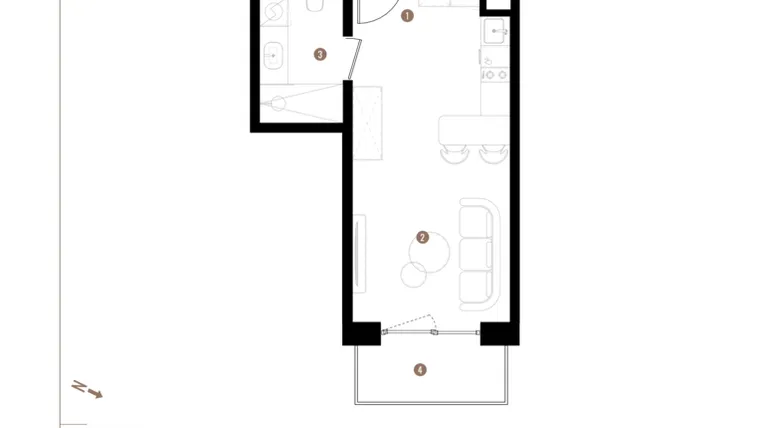 Rzut - Mieszkanie na sprzedaż 1 pokój o powierzchni 27,12 m² - numer A2.7.09 w Apartamenty Grundmanna