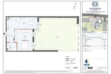 Rzut - Mieszkanie na sprzedaż 1 pokój o powierzchni 56,86 m² - numer M1 w Słonimska Residence II