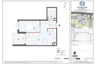 Rzut - Mieszkanie na sprzedaż 2 pokoje o powierzchni 41,96 m² - numer M8 w Słonimska Residence II