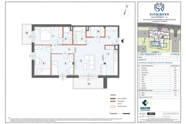 Rzut - Mieszkanie na sprzedaż 4 pokoje o powierzchni 86,14 m² - numer M7 w Słonimska Residence II