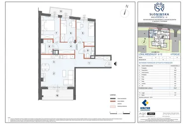 Rzut - Mieszkanie na sprzedaż 4 pokoje o powierzchni 72,47 m² - numer M10 w Słonimska Residence II