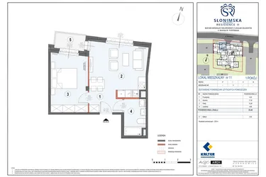 Rzut - Mieszkanie na sprzedaż 2 pokoje o powierzchni 39,48 m² - numer M11 w Słonimska Residence II