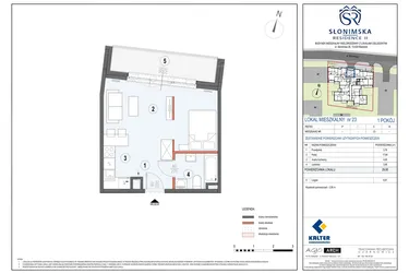 Rzut - Mieszkanie na sprzedaż 1 pokój o powierzchni 29,95 m² - numer M23 w Słonimska Residence II