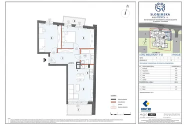 Rzut - Mieszkanie na sprzedaż 3 pokoje o powierzchni 62,34 m² - numer M25 w Słonimska Residence II