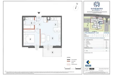 Rzut - Mieszkanie na sprzedaż 2 pokoje o powierzchni 35,26 m² - numer M26 w Słonimska Residence II