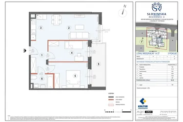 Rzut - Mieszkanie na sprzedaż 3 pokoje o powierzchni 56,38 m² - numer M27 w Słonimska Residence II