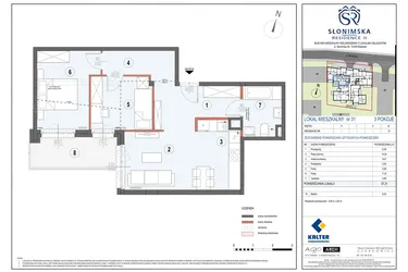 Rzut - Mieszkanie na sprzedaż 3 pokoje o powierzchni 57,31 m² - numer M31 w Słonimska Residence II
